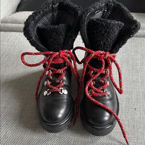 Aquatalia Black Boots with Red Laces